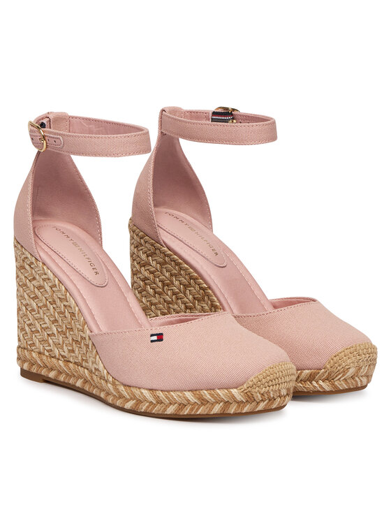 Tommy Hilfiger Tommy Hilfiger Espadrilky Flag High Wedge Espad Closed Toe FW0FW09225 Ružová