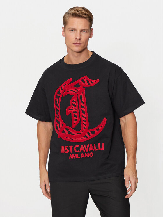 Just Cavalli Majica 77OAHA06 Črna Regular Fit