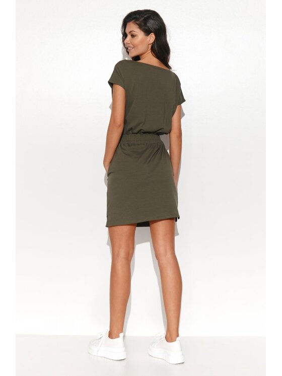 Numinou Numinou Sukienka codzienna NU442 Khaki Comfort Fit