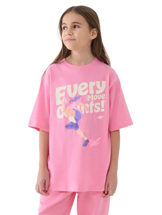 4F 4F T-Shirt 4FJASAW24TTSHF2592-54S Ροζ Oversize