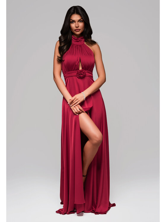 Ombre Ombre Sukienka wieczorowa LA-OM-DLR139 Czerwony Regular Fit