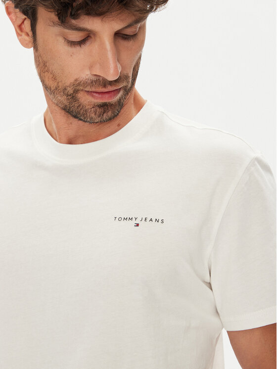 Tommy Jeans Tommy Jeans T-krekls Linear Chest DM0DM21780 Écru Slim Fit