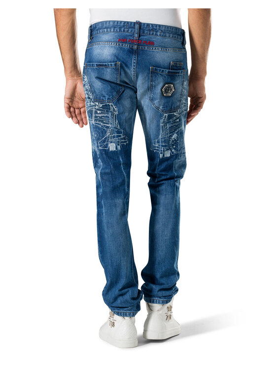 PHILIPP PLEIN PHILIPP PLEIN Džínsy 30757 Modrá Straight Fit