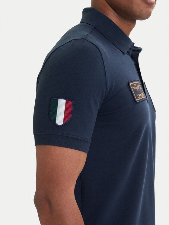 Aeronautica Militare Aeronautica Militare Тениска с яка и копчета 261PO1927UP00191 Тъмносин Regular Fit