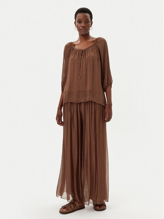 ViCOLO ViCOLO Bluză TD0020 Maro Loose Fit