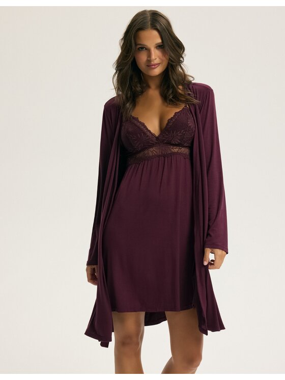 Esotiq Esotiq Szlafrok 44098 Brązowy Regular Fit