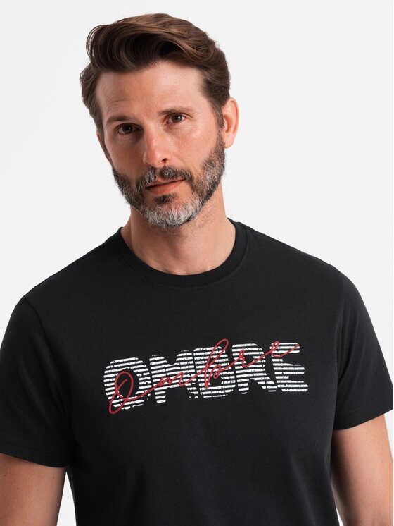 Ombre Ombre T-Shirt OM-TSPT-0211 Czarny Regular Fit