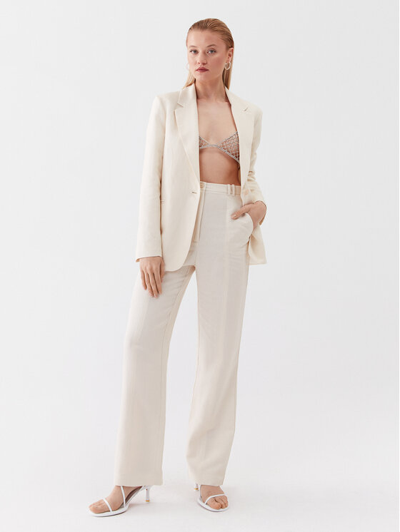 Patrizia Pepe Patrizia Pepe Auduma bikses 2P1491/A052-W347 Écru Straight Fit