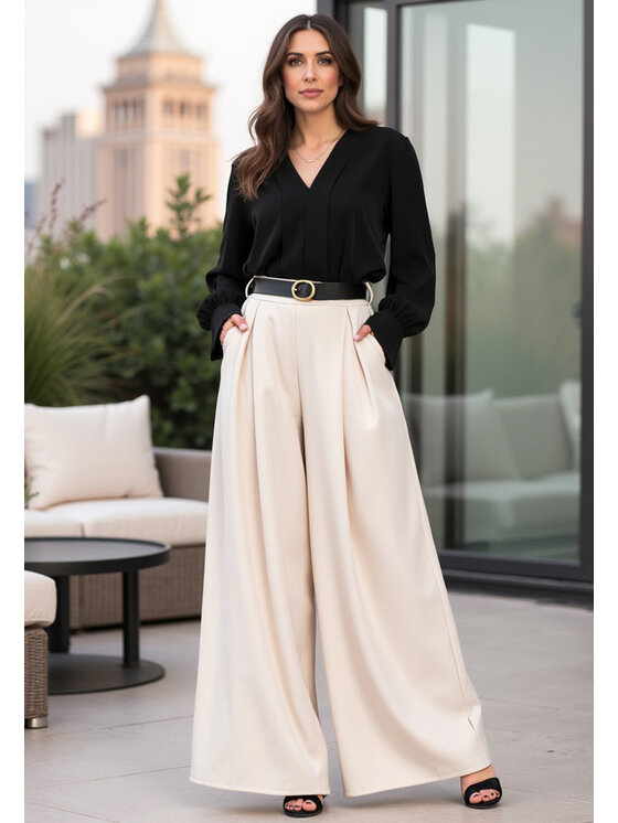 FIGL FIGL Pantaloni di tessuto M1134 Bianco Palazzo Fit