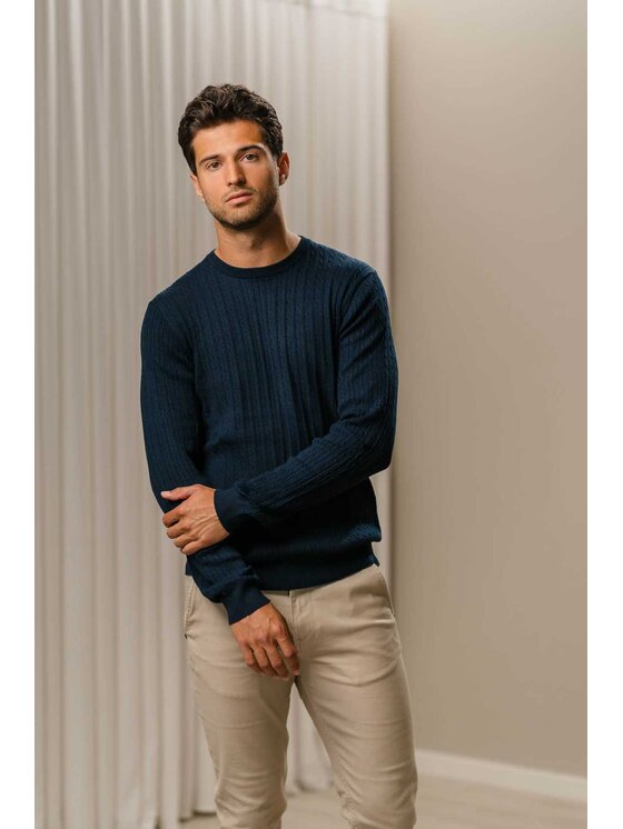 TeeShoppen TeeShoppen Sweter 'Basic Collection' Granatowy Regular Fit