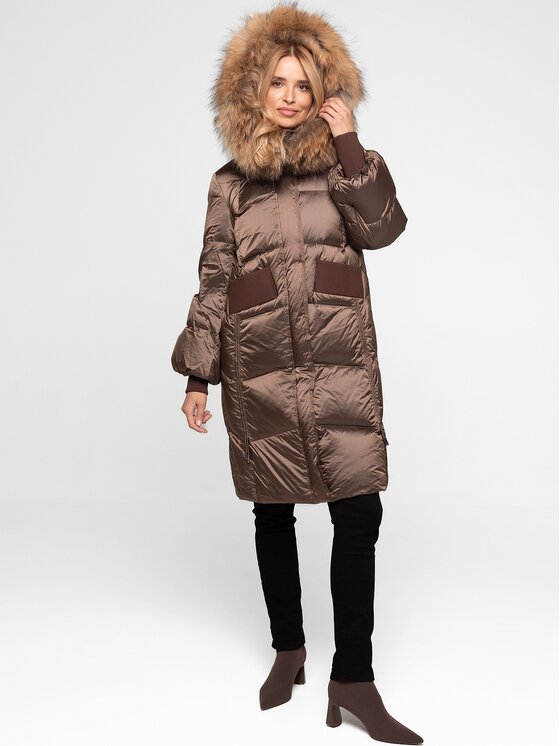 Perso Perso Kurtka damska BLH252519FR Brązowy Regular Fit