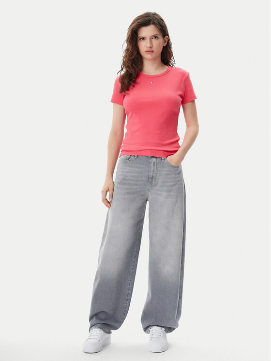 Tommy Jeans Tommy Jeans Majica Essential DW0DW17383 Roza Slim Fit