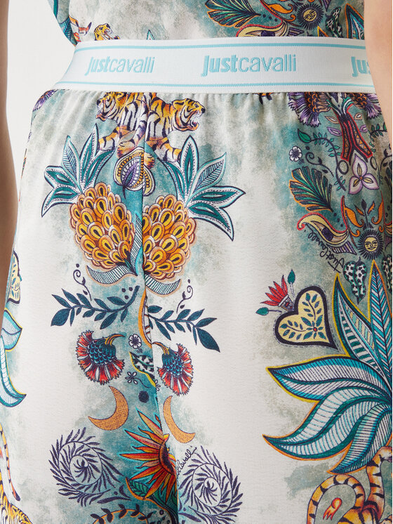 Just Cavalli Just Cavalli Hlače iz tkanine 80PAA120 NS837 Svetlo modra Wide Leg
