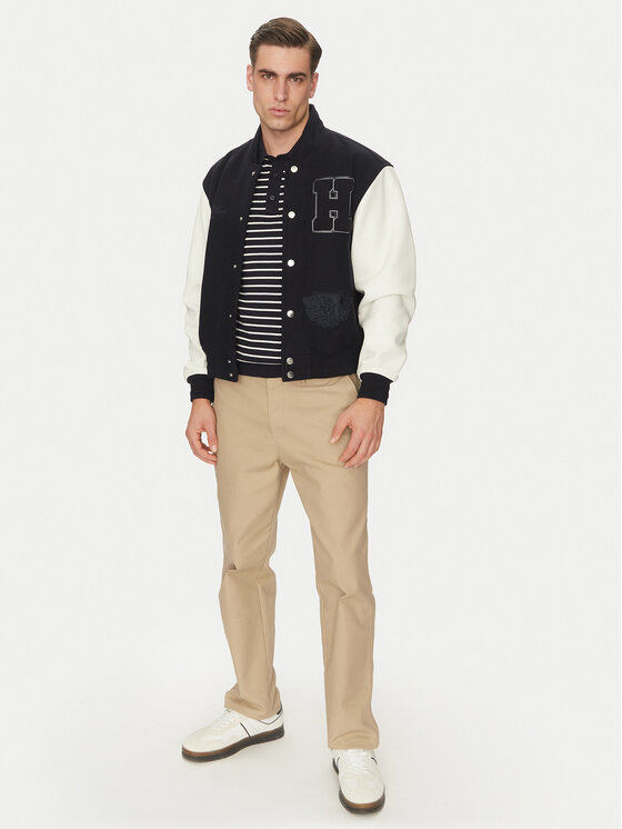 Tommy Hilfiger Tommy Hilfiger Kurtka przejściowa Leather Varsity Jacket MW0MW39248 Granatowy Regular Fit