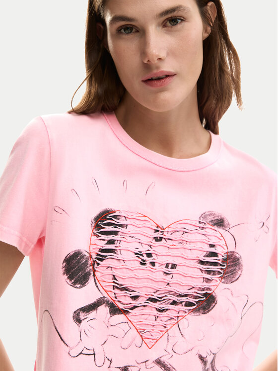 Desigual Desigual Póló Core Mickey 26SWTK42 Rózsaszín Regular Fit