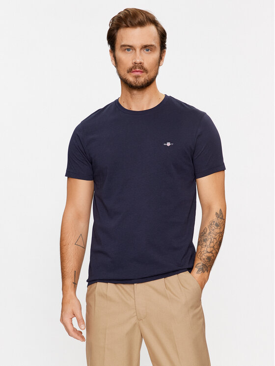 Gant Gant T-Shirt Shield 2003185 Tmavomodrá Slim Fit