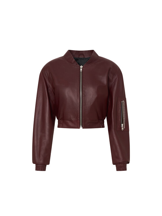 Mimika Mimika Kurtka skórzana bomber n^1 bordeaux Bordowy Oversize