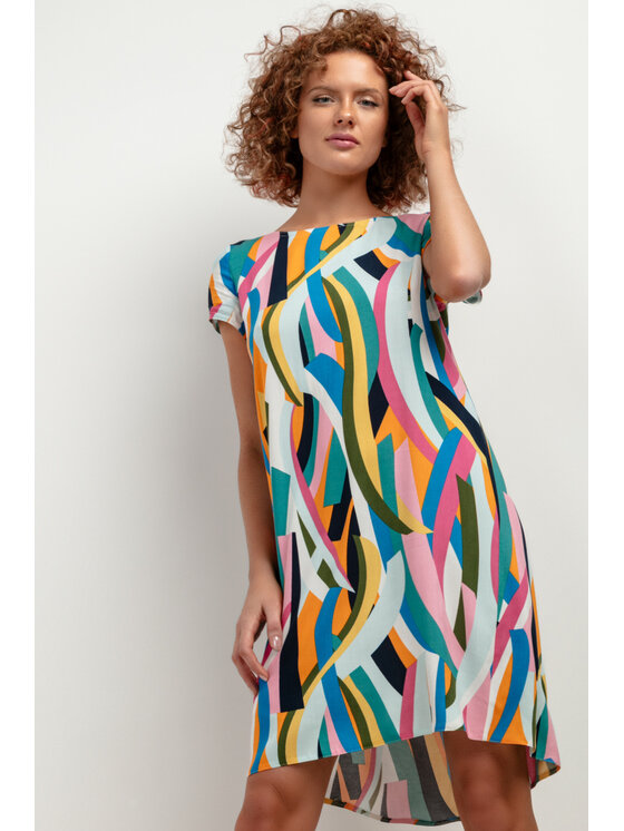 Tessita Tessita Sukienka letnia SUKIENKA_T409_2_XS Kolorowy Relaxed Fit
