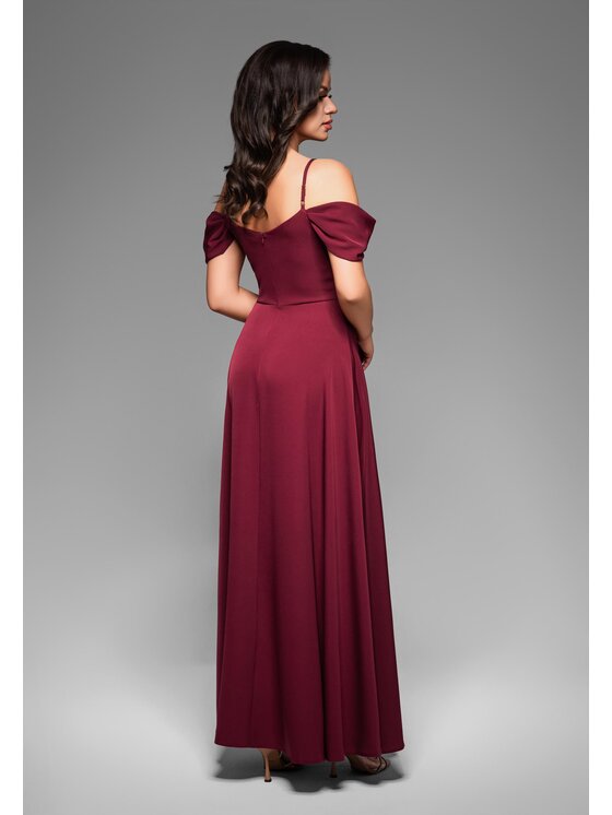 Ombre Ombre Sukienka wieczorowa LA-OM-DLR038 Bordowy Regular Fit