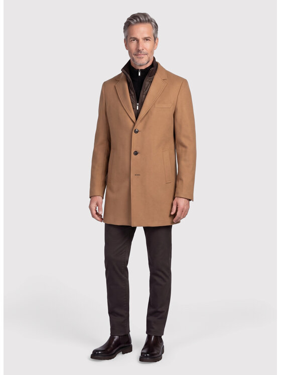 Pako Lorente Pako Lorente Płaszcz wełniany P26WF-7X-016 Beżowy Straight Fit
