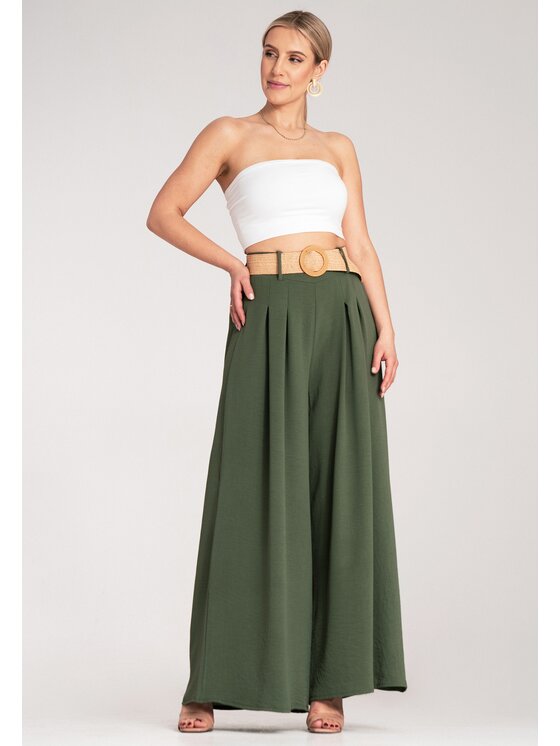 FIGL FIGL Pantaloni di tessuto M1160 Verde Loose Fit