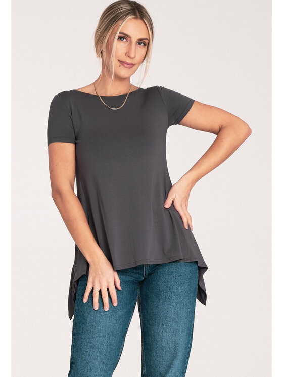 FIGL FIGL Bluzka M1051 Szary Flared Fit