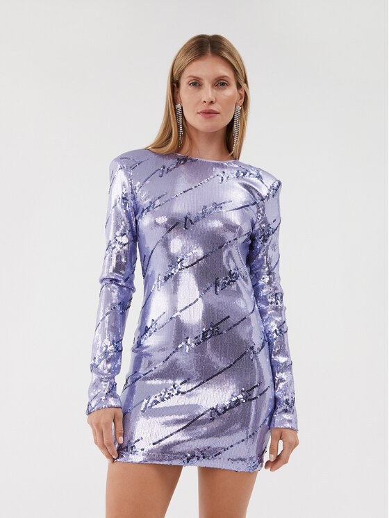 ROTATE Cocktail obleka Sequin Mini 1114502846 Vijolična Fitted Fit