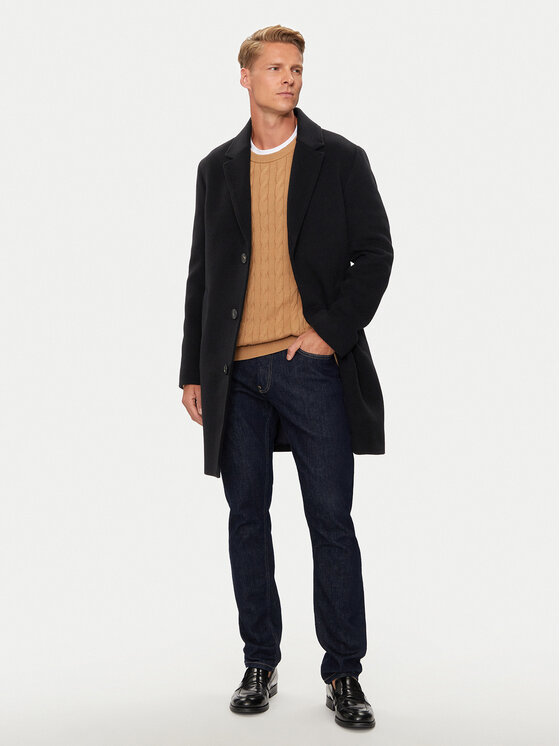 Tommy Hilfiger Tommy Hilfiger Вовняне пальто MW0MW36611 Чорний Regular Fit