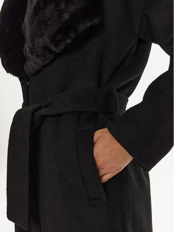 Bruuns Bazaar Bruuns Bazaar Palton de lână Furra BBW4109 Negru Loose Fit