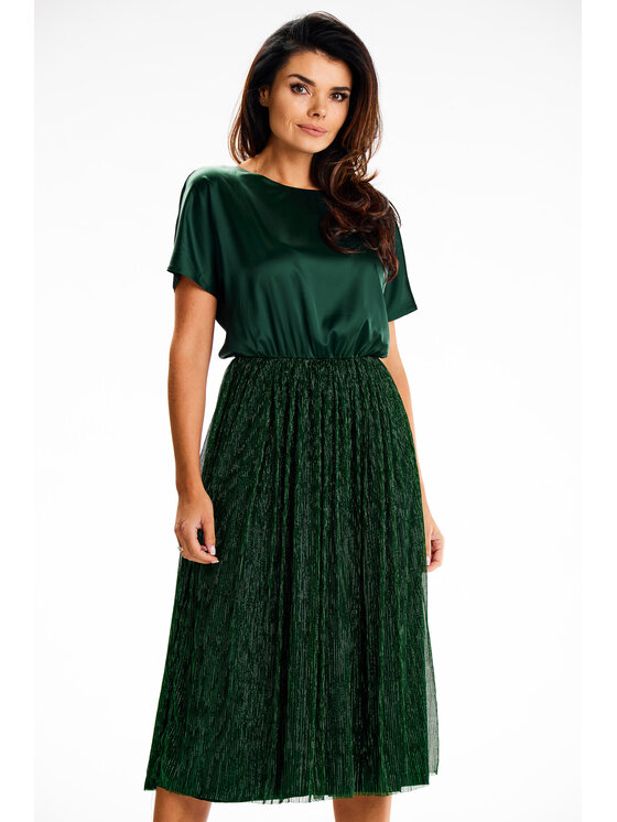 Awama Awama Sukienka wieczorowa A627 Zielony Basic Fit