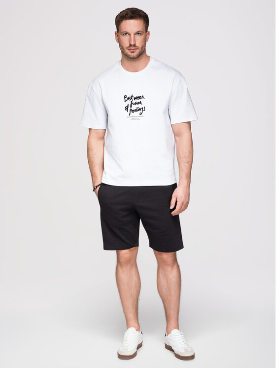 Ombre Ombre Szorty materiałowe OM-SRBS-0205 Czarny Relaxed Fit
