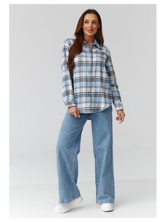 Makadamia Makadamia Koszula C35 Niebieski Loose Fit