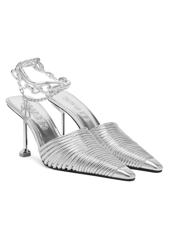 Naked Wolfe Naked Wolfe Ciabatte Chromed 00078 Argento