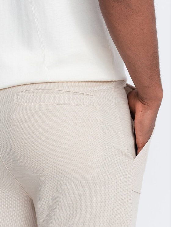 Ombre Ombre Spodnie dresowe OM-PASK-0211 Beżowy Regular Fit