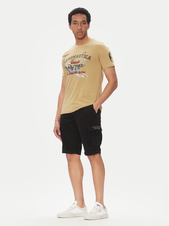 Aeronautica Militare Aeronautica Militare Szövet rövidnadrág 251BE066CT1122 Fekete Regular Fit