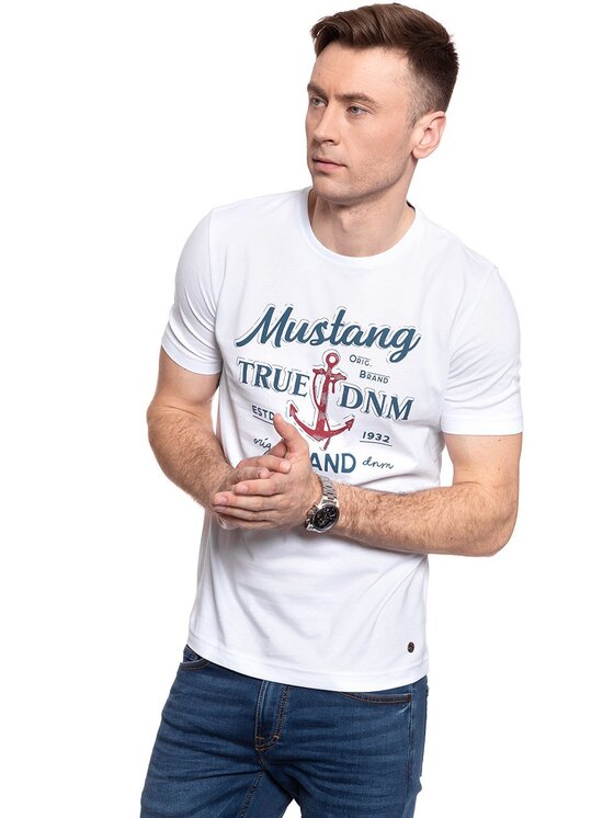 Mustang Mustang T-shirt ALEX C PRINT Bianco Regular Fit