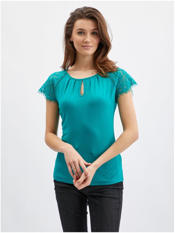 Orsay Orsay T-Shirt 102092852000__M Turkusowy Regular Fit