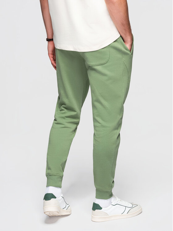 Ombre Ombre Spodnie dresowe OM-PABS-0305 Zielony Regular Fit
