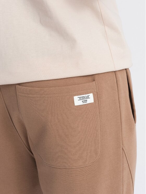 Ombre Ombre Joggers kalhoty OM-PABS-0173 Hnědá Regular Fit