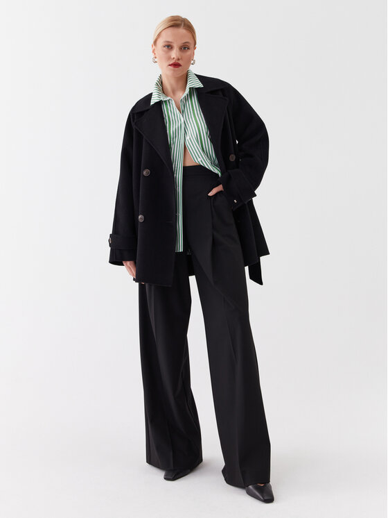 Tommy Hilfiger Tommy Hilfiger Вълнено палто WW0WW39408 Черен Relaxed Fit