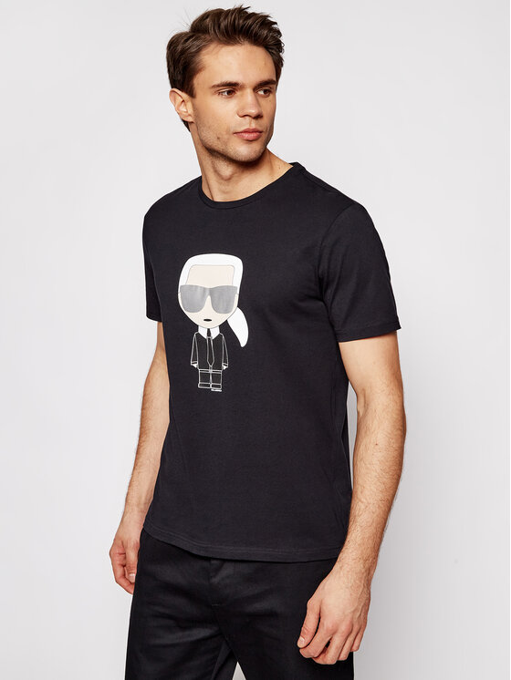 KARL LAGERFELD KARL LAGERFELD T-krekls Crewneck 755061 511251 Melns Regular Fit