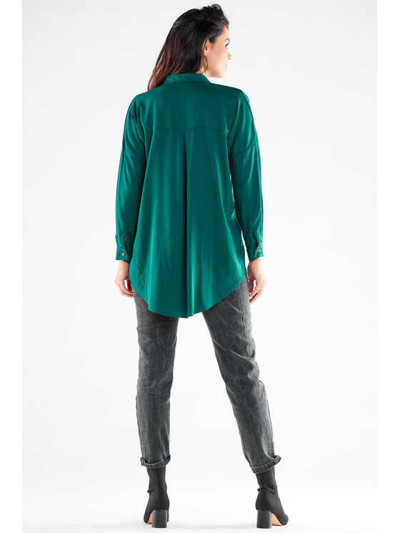 Awama Awama Koszula A525 Zielony Basic Fit