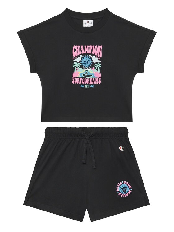 Champion Komplet t-shirt i spodenki 405127 Czarny Regular Fit