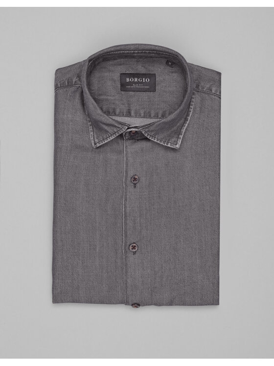 Borgio Borgio Koszula denice_00605 Szary Slim Fit