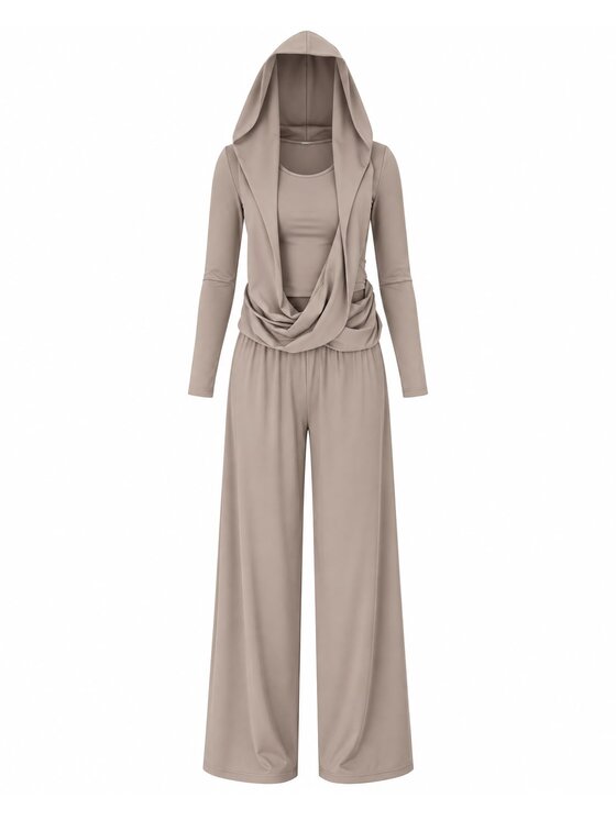 Agatha Studio Agatha Studio Komplet bluzka i spodnie A26SS-KA-K25 Beżowy Oversize