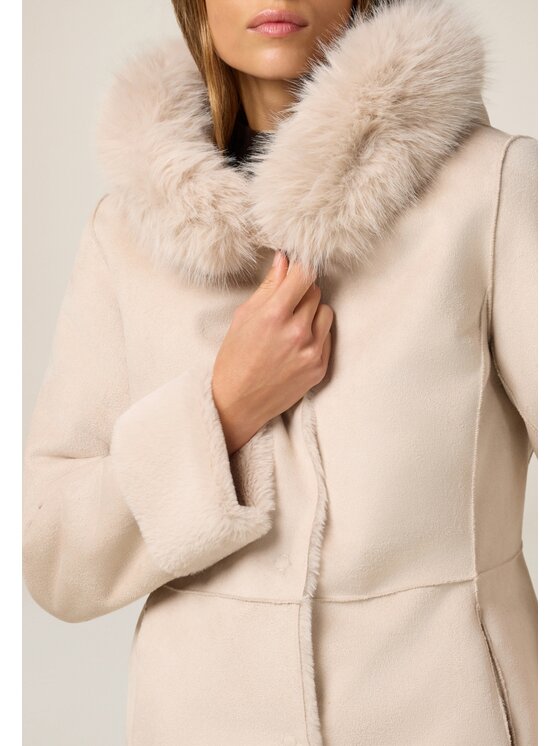 Oltre Oltre Cappotto invernale 8716R001283N002 Crema Baggy Fit