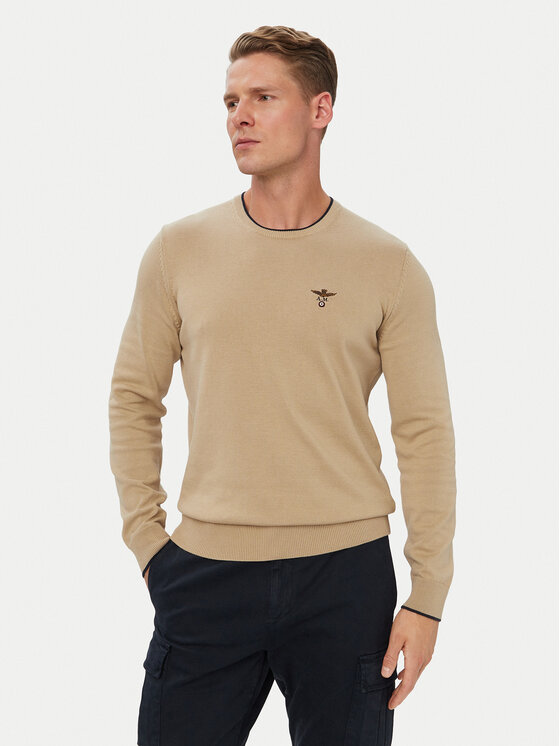 Aeronautica Militare Pulover 262MA1631UL00506 Bej Regular Fit