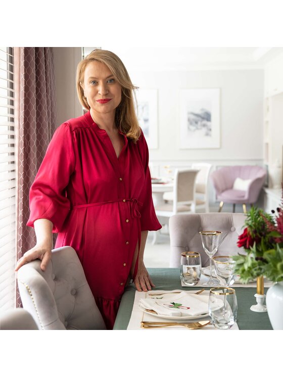Roseberry Home Roseberry Home Serwetki Candy Cane & Mistletoe Panama Biały