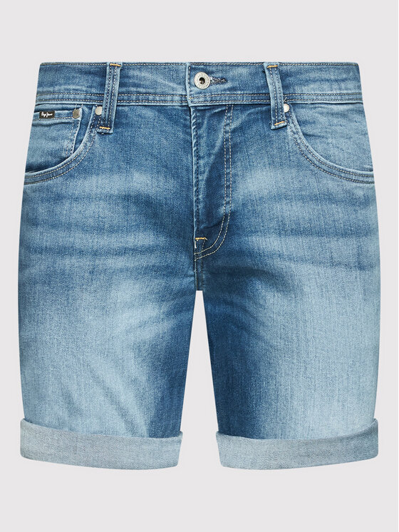 Pepe Jeans Džínové šortky Cane PM800934 Modrá Slim Fit