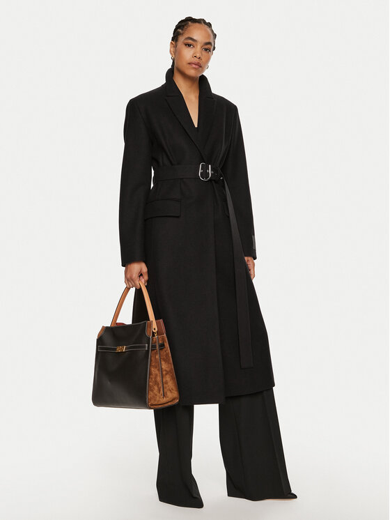 HUGO Hugo Cappotto di lana Molena 50523207 Nero Relaxed Fit